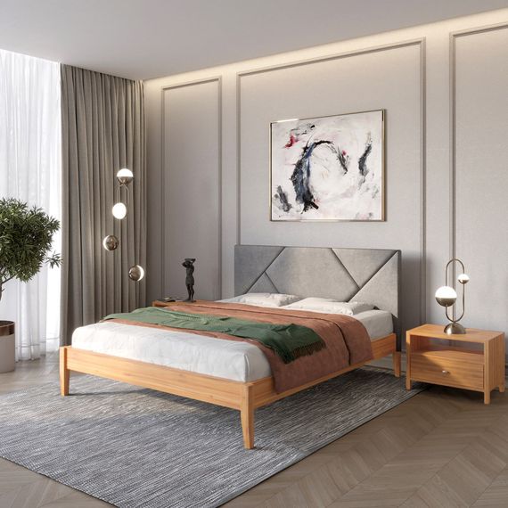 Полуторне дерев&#039;яне ліжко Mebigrand Нью-Йорк ДК Вільха/Аляска 93 (Сірий) 120х190 см (MBG-10350)