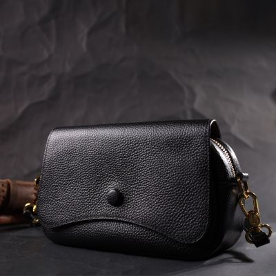 Сумка Vintage Вечірня Жіноча з фігурним клапаном із натуральної шкіри Чорна (22429) | Зображення 2