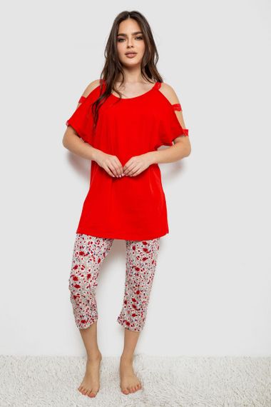 Пижама женская с принтом  -уценка, цвет красный, 243R1602-018-U-2