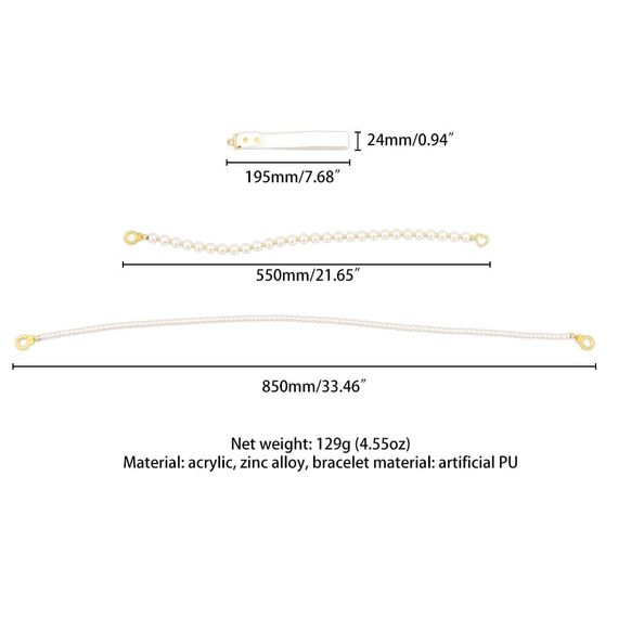 Нашийник із повідцем LOCKINK Pearl Collar&Leash Set Білий One Size | Зображення 6