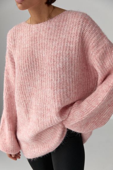 Подовжений джемпер легкої в'язки - пудра цвет, ONE SIZE (є розміри) | Зображення 3