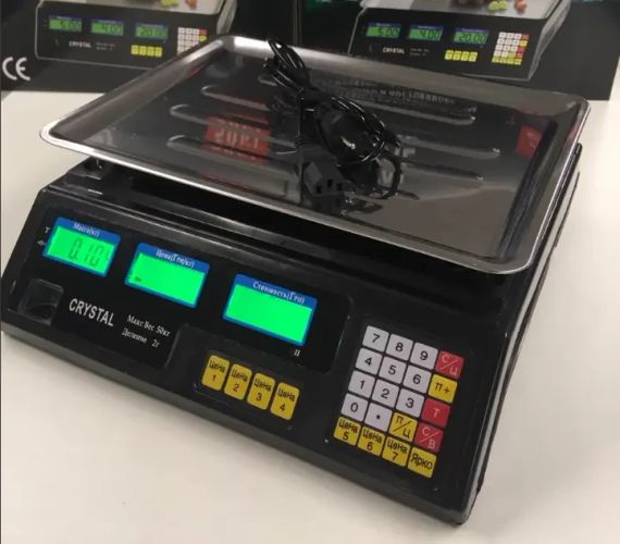 Ваги Crystal 50 kg електронні настільні ваги з калькулятором торговi | Зображення 1