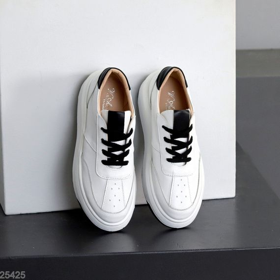 Молодежные белые кроссовки натуральная кожа с перфорацией | Зображення 3