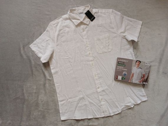 Чоловіча лляна сорочка з коротким рукавом р. XL | Зображення 1