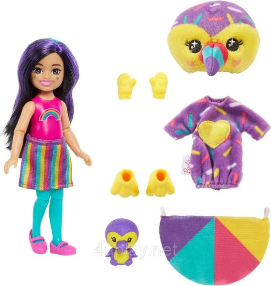 Лялька-сюрприз Barbie Cutie Reveal Chelsea Toucan Plush Челсі в костюмі, Тукан Барбі Милашка проявляшка | Зображення 3