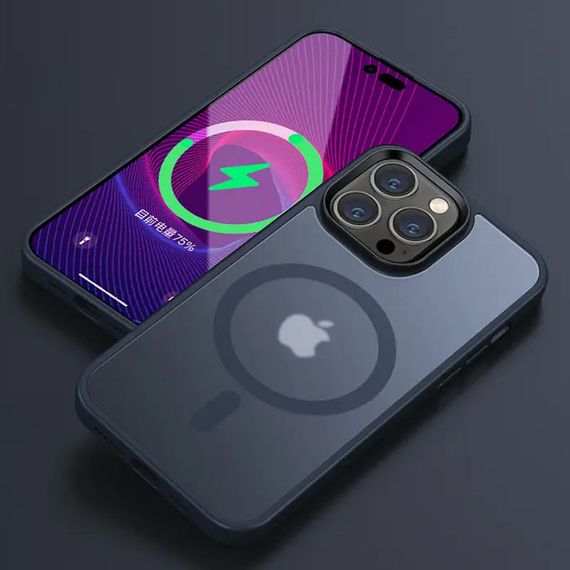TPU+PC чохол Metal Buttons with MagSafe Colorful для Apple iPhone 14 Pro (6.1") TPU+PC, Синій | Зображення 1