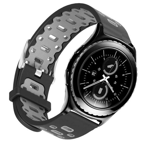 Спортивний ремінець Primo Perfor Classic для годинника Samsung Gear S2 Classic SM-R372 / R735 - Black&Grey | Зображення 1