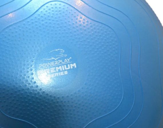 М'яч для фітнесу (фітбол) укріплений PowerPlay 4000 Ø65 cm Premium Gymball Anti-Burst Синій + помпа (PP_4000_65cm_Blue) | Зображення 1
