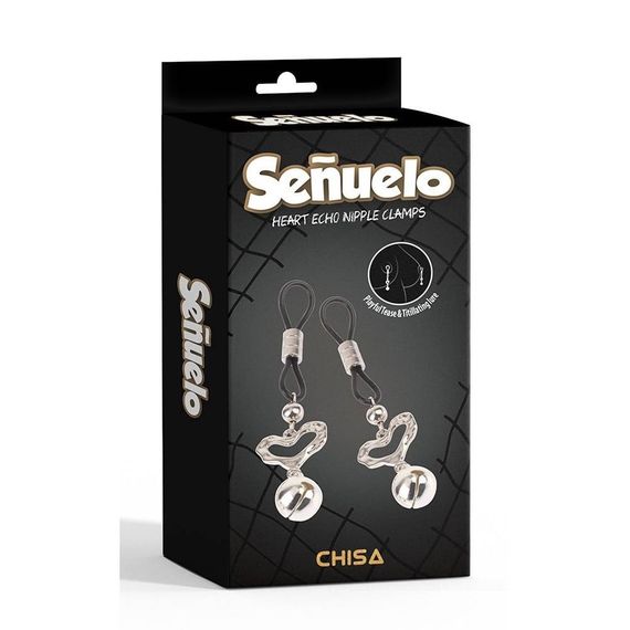 Затискачі на соски CHISA Senuelo Heart Echo Nipple Clamps з дзвіночками sexstyle | Зображення 3