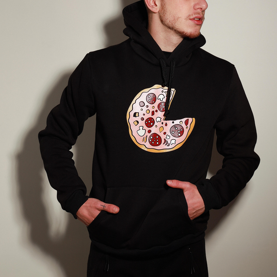 Худі Піца зима чорне S XL