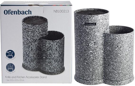 Підставка-колода Ofenbach Grey Marble для кухонних ножів 10х19х23см, подвійна кругла | Зображення 4