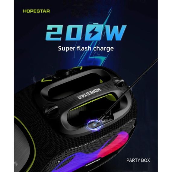 Бездротова Bluetooth колонка HOPESTAR PARTYBOX, 120 ВТ із двома мікрофонами | Зображення 2