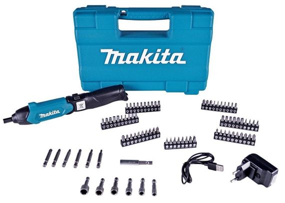 Отвертка аккумуляторная с набором бит Makita DF001DW (4 Нм, 1/4", 3.6 В, USB)
