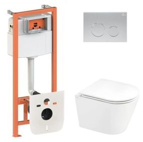 Набір Qtap Nest 4 в 1 підвісний унітаз Scorpio Ultra Quiet 520x365x365 + комплект інсталяції QT1433053EUQW45166