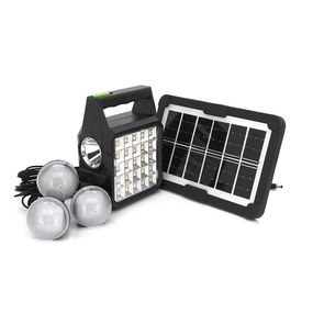 Переносной фонарь GD-105 + Solar, 1 + 1 режим, 2USB, 3 лампочки 3W, USB выход