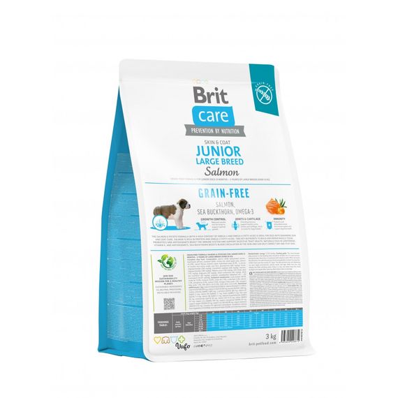Корм сухий Brit Care Dog Grain-free Junior Large Breed для молодих собак великих порід беззерновий з лососем 3 кг | Зображення 2