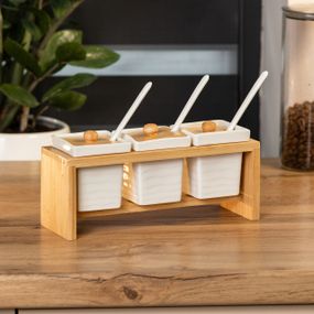 Набор для сыпучих продуктов на бамбуковой подставке 3 шт по 150 л