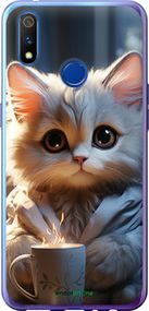 Чохол на Realme X Lite Білий кіт "5646u-2030-2448"