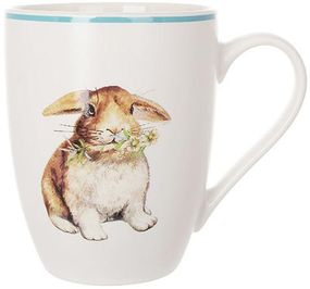 Кружка з блакитною облямівкою Happy Rabbit 340мл