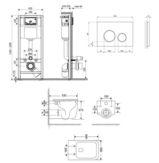 Набір Nest 4 в 1 Qtap підвісний унітаз Gemini Ultra Quiet 530х365х373 + комплект інсталяції QT2533076EUQMB46176 | Зображення 1