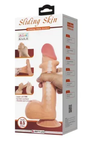 Фаллоимитатор на присоске, с хребтом и эффектом скользящей кожи LyBaile - Sliding Skin 8,5'' Flesh sexstyle | Зображення 1