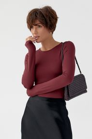 Еластичне однотонне боді - бордо цвет, S (є розміри)