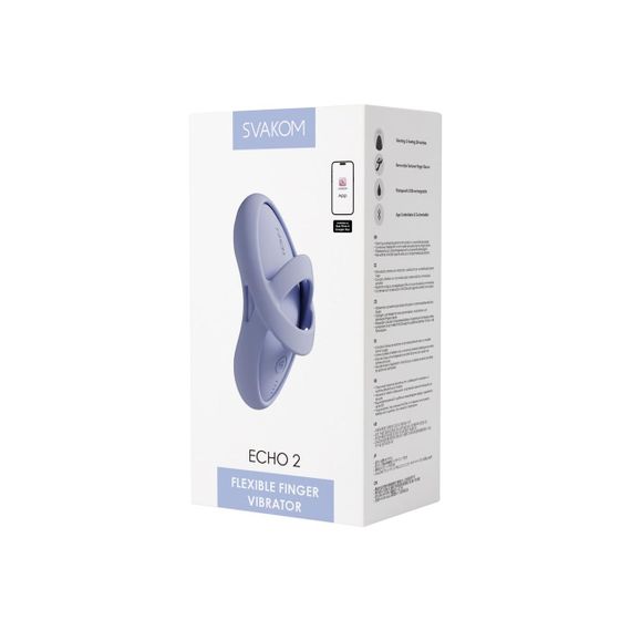 Смарт-вібратор для клітора Svakom Echo 2 Sky Blue, підігрів до 38 °C, знімна насадка на палець Sex Aura | Зображення 6