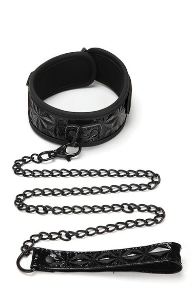 Набір нашийник та повідець WHIPSMART DIAMOND COLLAR AND LEASH BLACK