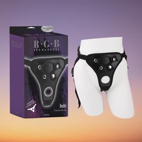 Трусики для страпону Chisa R.G.B Double з кріпленням для двох фалоімітаторів, чорні sexstyle