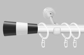 Карниз для штор металлический, однорядный 19 мм , Белый Валео (белый+черный) 160см.