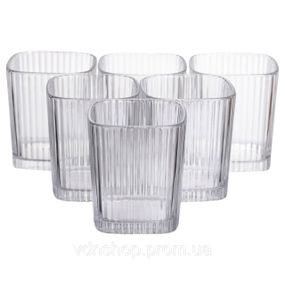 Набор стеклянных стаканов 6 (шт) 250 (мл) для лимонадов, сока, воды, коктейлей Прозрачный HP-19-AY-2