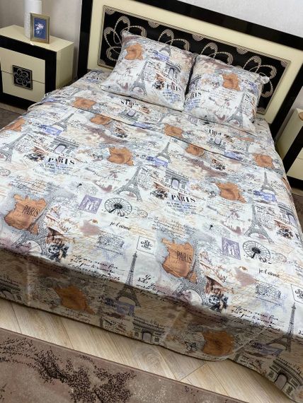 Комплект постельного белья Soft полуторный 150х215 см карта Париж