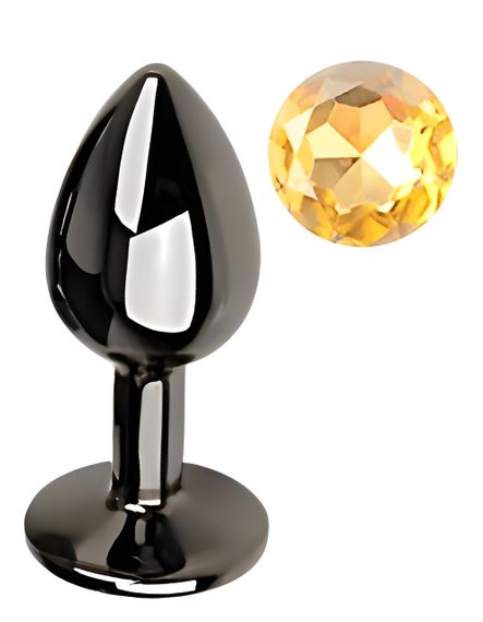 Анальна пробка з кристалом EGZO - Dark Gray Round Plug Lime, size S Sex Aura | Зображення 1