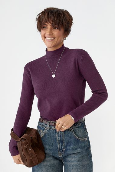 Базова трикотажна водолазка - баклажан цвет, ONE SIZE (є розміри)