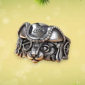 Каблучка срібляста у вигляді котика пірата розмір регульований