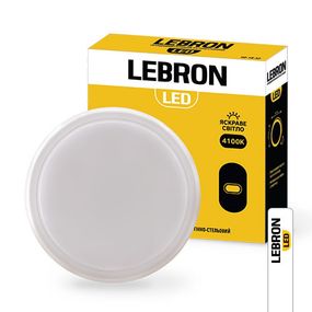 15-37-29 LED світильник Lebron L-WLR-S, 8W, круг, 4100K, 720Lm, ІР65, СВЧ ДР, спрацьовує в темряві