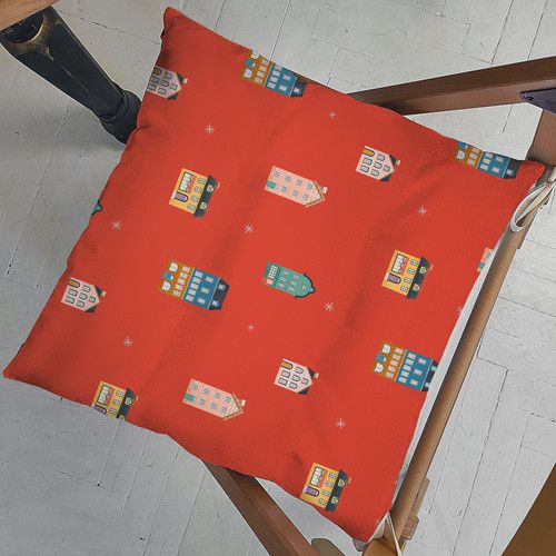 Подушка на стул с завязками Домики 40x40x4 см (PZ_23NG008)