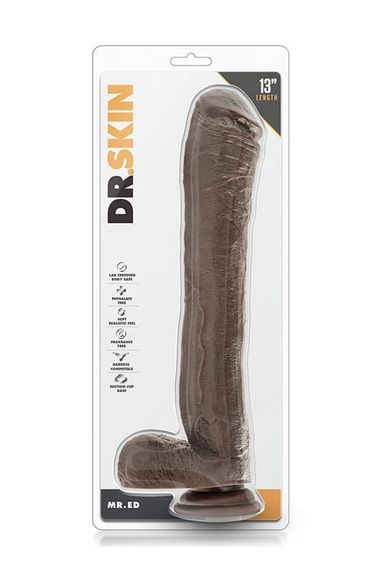 Фалоімітатор гігант Blush Dr. Skin Mr. Ed реалістичний на присосці, коричневий, 33 см х 5.3 см Sex Aura | Зображення 7