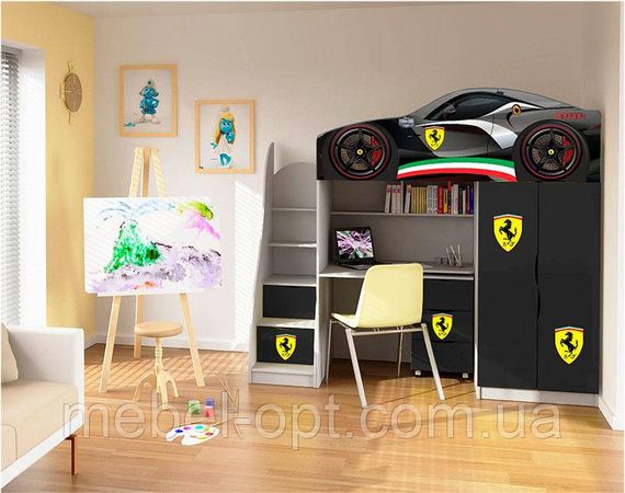 Детская кровать-комната Bed-Room №1 Ferrari графит, спальное место 1700х800 мм | Зображення 2