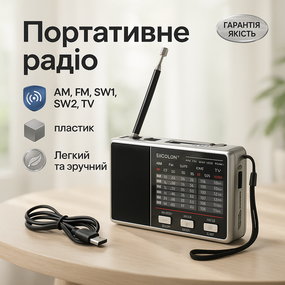 Радіоприймач програвач GOLON, FM-радіо в ретро стилі, Радіо fm з вбудованим usb-плеєром VP-53