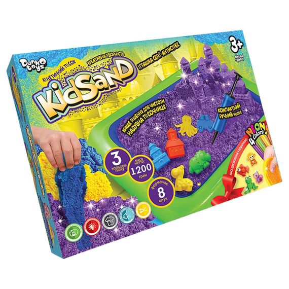 Кинетический песок KіdSand набор 8096DT, 1200 г песка и песочница