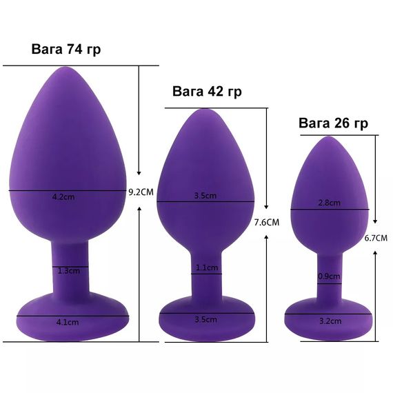 Силіконова анальна пробка із кристалом (Розмір L, рожева) | Зображення 5