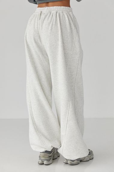 Жіночі теплі спортивні штани палаццо - світло-сірий цвет, L/XL (є розміри) | Зображення 1