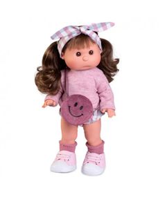 Испанская Виниловая Кукла с Волосами Ирис Antonio Juan Оригинальная Девочка Брюнетка с Сумочкой Iris 38 см