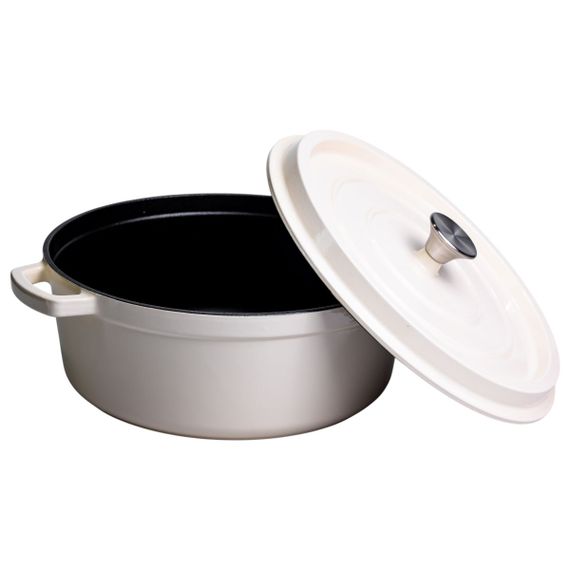 Кокотниця чавунна емальована 7,5 л, бежевий Yiwu HP-FLG-7 WHITE | Зображення 2