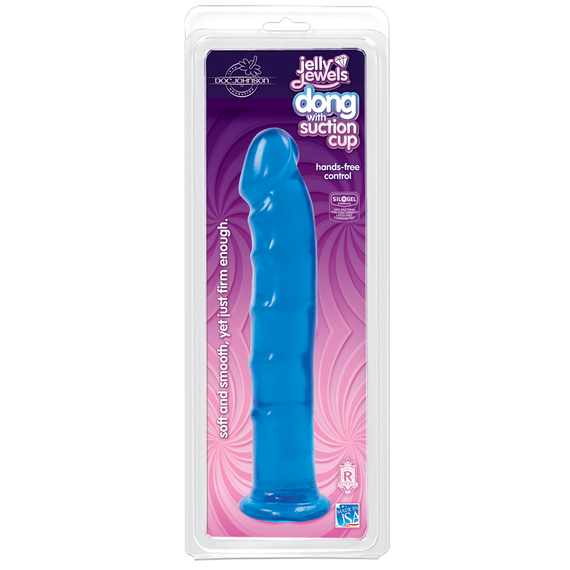 Фалоімітатор Doc Johnson Jelly Jewels Dong & Suction Cup Blue, діаметр 3,6 см, антибактеріальний ПВХ | Зображення 1