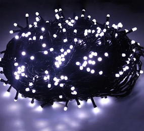 Светодиодная Гирлянда нить 201 led Белая (черный провод)