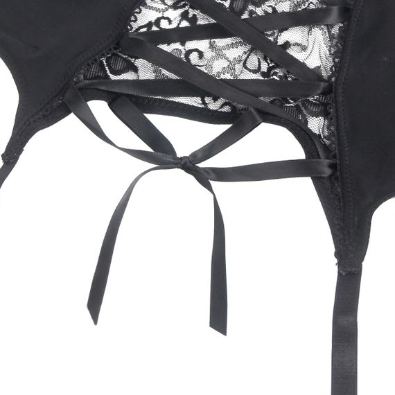 Мужской комплект Star Night пояс кружевной с подвязками и чулки-сетка, черный, S sexstyle | Зображення 17