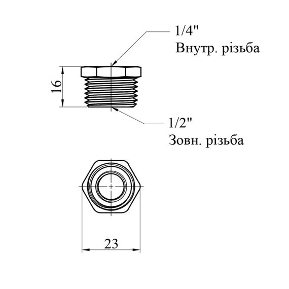 Футорка посилена під манометр LexLine 1/2"х1/4" ЗВ нікельована НК0703-Вн | Зображення 1