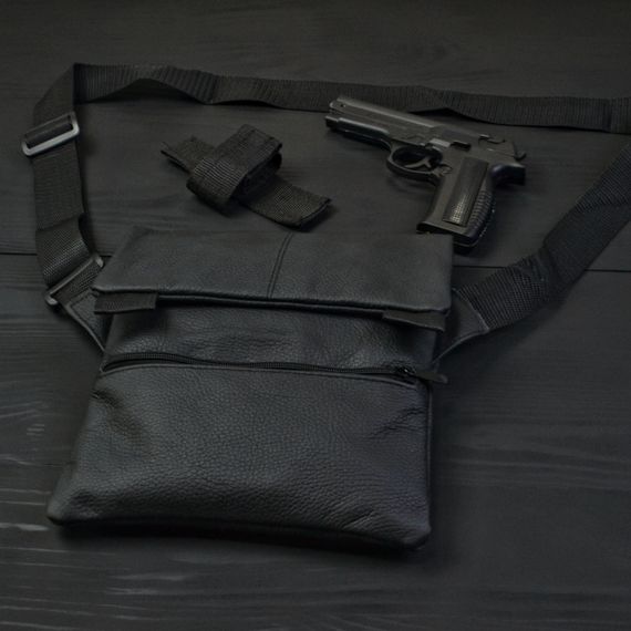 Набір 2В1. Шкіряна сумка з кобурою + ліхтарик професійний POLICE BL-X71-P50 | Зображення 3